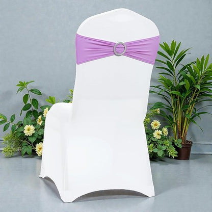 MDS Spandex Chair Sashes - Universal Fit Elastic Stretch Bands with Buckle for Weddings | Light Purple - Pack of 125