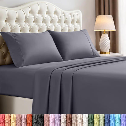 Utopia Bedding Queen Size Sheet Set - Soft, Breathable Microfiber | 4-Piece in Grey, Oeko-Tex Certified