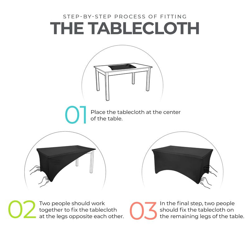 Utopia Kitchen Spandex Tablecloth 2 Pack [6FT, Black] Tight, Fitted, Washable and Wrinkle Resistant Stretch Rectangular Patio Table Cover for Event, Wedding, Banquet & Parties [72Lx30Wx30H Inch]