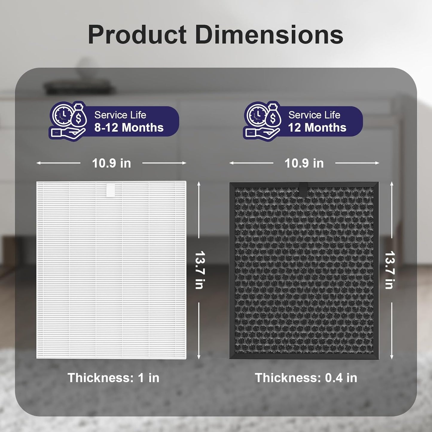 Winix Filter Q – Replacement HEPA & Carbon Filters Combo Pack for 5510/5520 Air Purifiers | 2 HEPA & 2 Carbon Filters