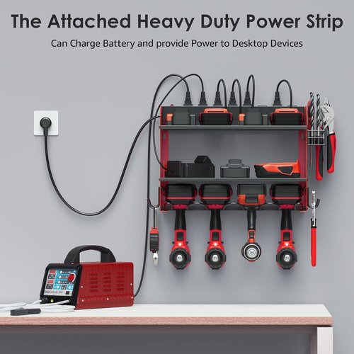 CCCEI Modular Power Tool Organizer - Wall Mount Charging Station & Heavy-Duty Rack - Red, 1 Pack