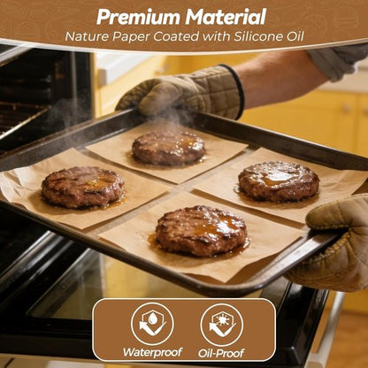 Heavy Duty Patty Paper Sheets - 360 Count Unbleached Parchment Squares for No-Stick Burger Separation | 6"x 6"