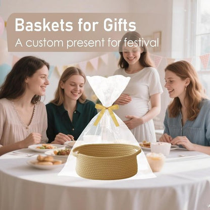 JMvicyroam Woven Basket - Small Rope Storage Bin with Handles | Perfect Organizer for Shelves & Closets