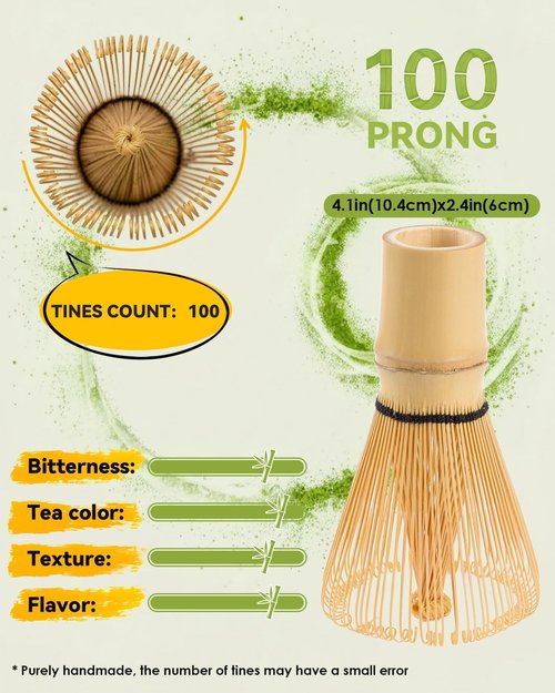 Matcha Whisk | Handcrafted 2-Pack Bamboo Chasen - 100-Prong Traditional Matcha Stirrer for Authentic Tea