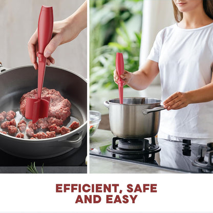 Upgrade Meat Chopper by [Brand Name] - Premium Heat Resistant Hamburger Smasher | Non-Stick Grinder in Red