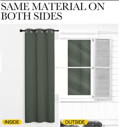 NICETOWN Blackout Curtain Panels - Thermal Insulated Solid Grommet Drapes | Dark Mallard, 42x50-Inch (1 Pair)