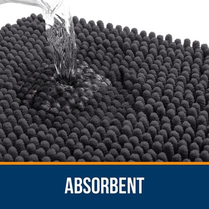 OLANLY Large Bathroom Rugs - Extra Soft Chenille Bath Mats with Rubber Backing | Quick Dry, Machine Washable, Dark Grey 50x30