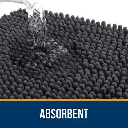 OLANLY Bathroom Rugs 70x24, Extra Soft Absorbent Chenille Bath Rugs, Rubber Backing Quick Dry, Machine Washable Bath Mats for Bathroom Floor, Tub and Shower, Home Decor Accessories, Dark Grey