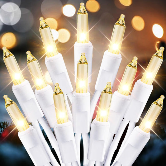 Dirnun Christmas Lights - 100 Count Clear White Incandescent Connectable Lights | UL Certified for Indoor & Outdoor Use