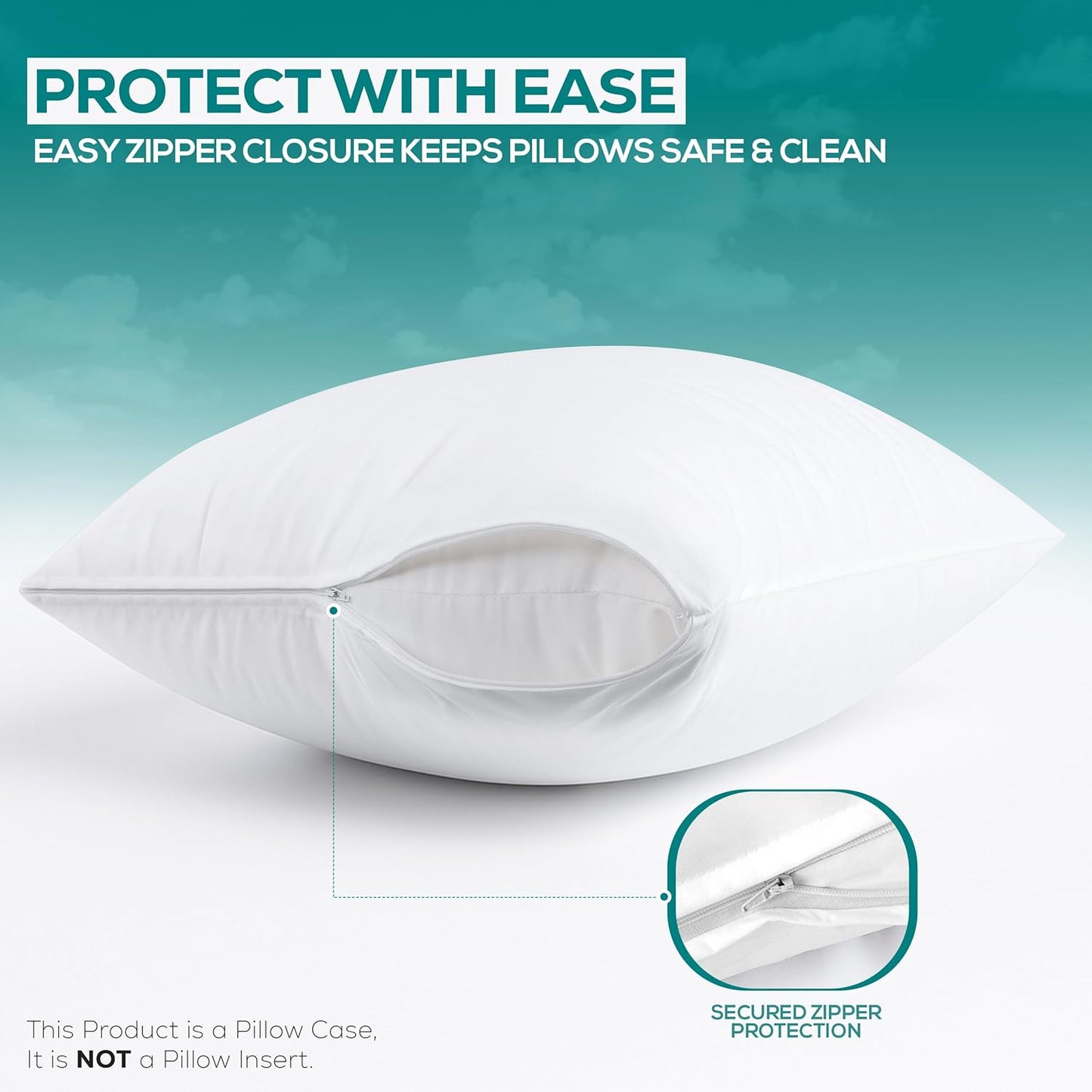 Utopia Bedding King Size Pillow Protectors - Zippered, Bed Bug & Dust Mite Proof, Ultra Soft, Waterproof (White)