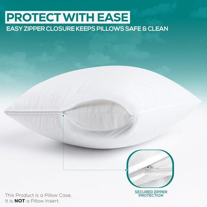 Utopia Bedding Premium 100% Waterproof Pillow Protectors with Zipper Queen Size (Set of 40), Bed Bug and Dust Mite Proof Zippered Pillow Covers, Pillow Encasement Cases, White