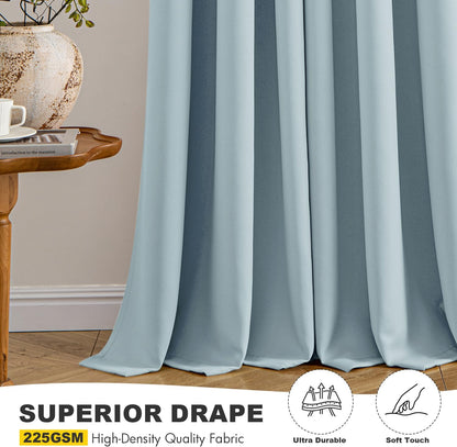 MIULEE Slate Blue Blackout Curtains - Thermal Insulated Room Darkening Drapes | 63 Inches Long, 2 Panels