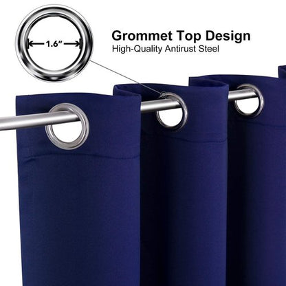 ChrisDowa Small Window Curtains for Kitchen and Bedroom - Grommet Short Thermal Insulated Room Darkening Curtains (2 Panels, Navy Blue, 52 x 36 Inch)
