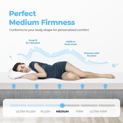 Neo Sleep 10 Inch King Cooling Gel Memory Foam Mattress - Medium Firm, Pressure Relief, CertiPUR-US Certified