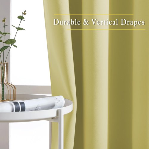 NICETOWN Room Darkening Curtains for Girls Room - Thermal Insulated Solid Grommet Room Darkening Panels/Drapes for Girl's Bedroom (Paler Yellow, 1 Pair, 52 by 54-Inch)