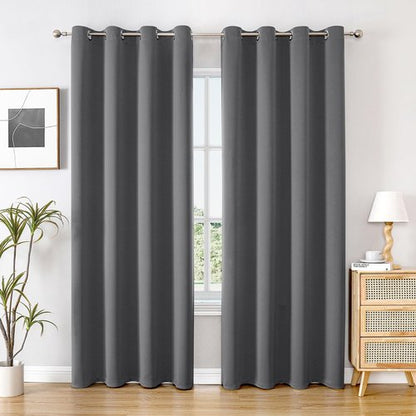 ChrisDowa Blackout Curtains - 84-Inch Thermal Insulated Grommet Panels Set for Bedroom & Living Room (Grey, 2 Panels)