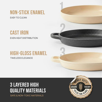Kook Enameled Cast Iron Bread Oven - Versatile Baking Pan with Ceramic Lid & Handles | Ivory Color
