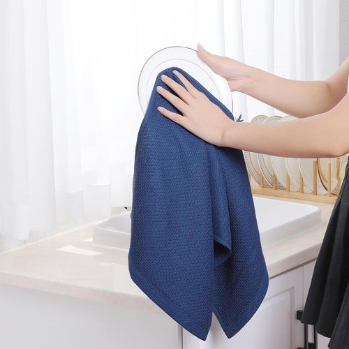 Homaxy 100% Cotton Kitchen Dish Towels - Ultra Soft, Absorbent & Quick Drying | 13 x 28 Inches, Navy Blue, 18-Pack