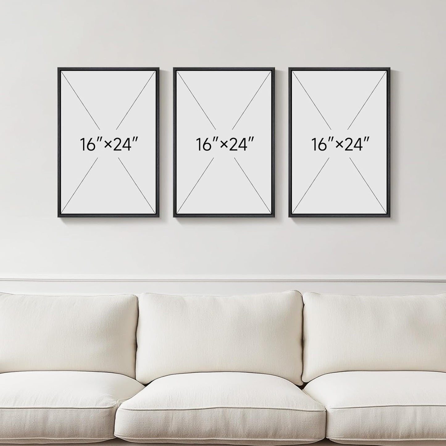 3D Textured Framed Blue and White Abstract Wall Art - Modern 3-Piece Geometric Artwork | 16x24 In for Living Room, Bedroom, Office