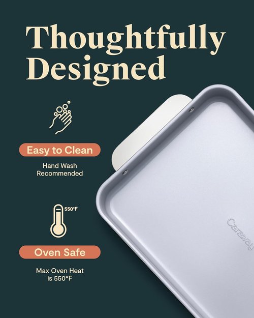 Caraway Non-Stick Ceramic 9”x13” Rectangle Pan - Naturally Slick & Non-Toxic - Ideal for Brownies & Lasagnas - White