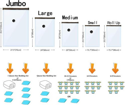 GONGSHI Vacuum Storage Bags - Space Saver Seal Bags for Clothes, Blankets & Pillows | 28 Combo Set