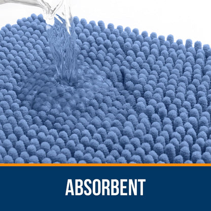 OLANLY Soft Absorbent Chenille Bath Rugs - Quick Dry & Machine Washable | 24x16 Cornflower Blue