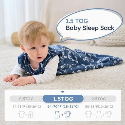 Yoofoss Baby Sleep Sack 6-12 Months, 1.5 Tog Sleep Sack, Fleece Baby Wearable Blanket with 2-Way Zipper, Infant Sleeping Sack, Soft Warm Lightweight(Small)