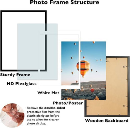 JCJMY Black Puzzle Frame - Display 18x24 with Mat or 19.25x26.75 Without - Wall Hanging Picture Frame