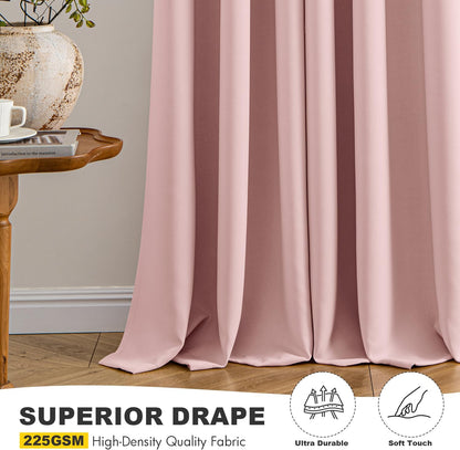 MIULEE Baby Pink Blackout Curtains - Thermal Insulated Room Darkening Drapes | 96-Inch Grommet Top Panels