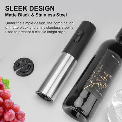 COKUNST Electric Wine Openers, Reusable Wine Bottle Corkscrew Opener with Foil Cutter, Battery Operated Stainless Steel Wine Remover for Home Kitchen Party Bar Restaurant