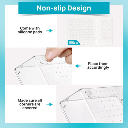Vtopmart 28-Piece Clear Plastic Drawer Organizer Set - Versatile Acrylic Storage Bins for Bathroom, Makeup & Kitchen