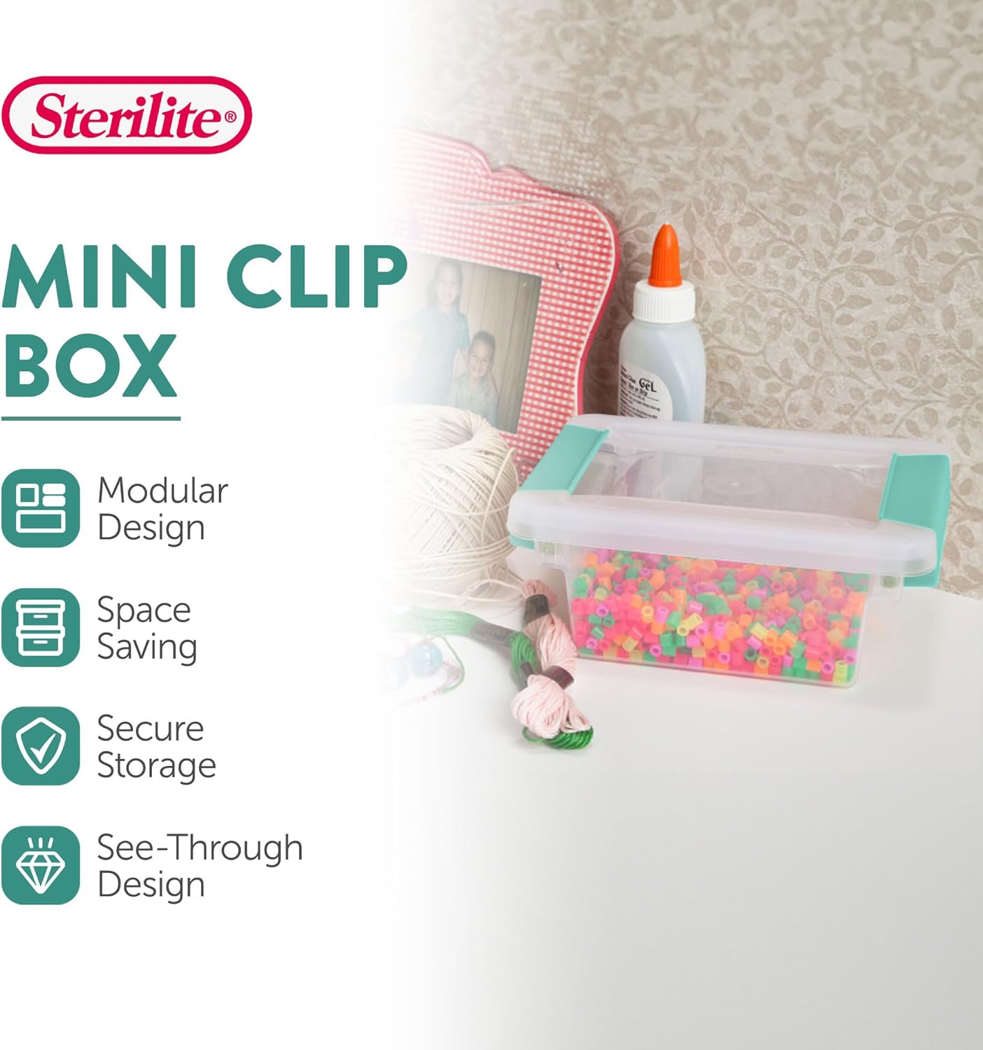 Sterilite 24-Pack Clip Box | Stackable Clear Plastic Bins with Latching Lids for Arts & Crafts Storage