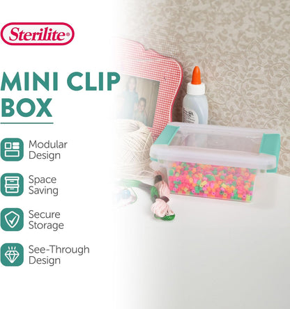 Sterilite 24-Pack Clip Box | Stackable Clear Plastic Bins with Latching Lids for Arts & Crafts Storage