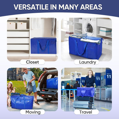 TICONN Extra Large Moving Bags - Heavy-Duty Storage Totes with Zippers & Handles | 30 Gallon, 16 Pack