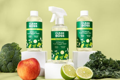 CleanBoss - Eat Cleaner, 12 oz (3 Pack) with one Trigger - Keeps Produce Fresh, Vegan, Gluten Free