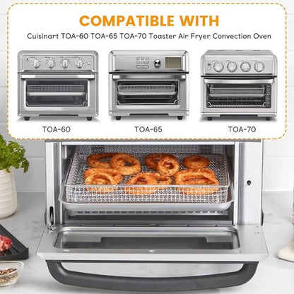 Cuisinart Air Fryer Accessories - 2 Pack Basket Tray Set | 12.2"x11" Stainless Steel for Perfect Grilling