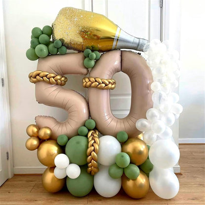 Skiennix 40'' Tan Number 5 Balloon - Giant Self-Inflating Brown Foil for Birthday Parties & Anniversaries