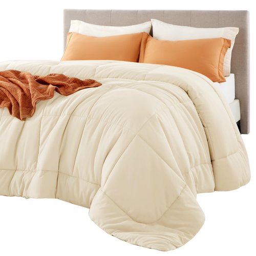 Bedsure Comforter Duvet Insert - Quilted Comforters Twin XL Size, All Season Duvet, Down Alternative Bedding Comforter with Tabs,Gifts for Women/Men,Cream,Twin XL 92 x 68 Inches