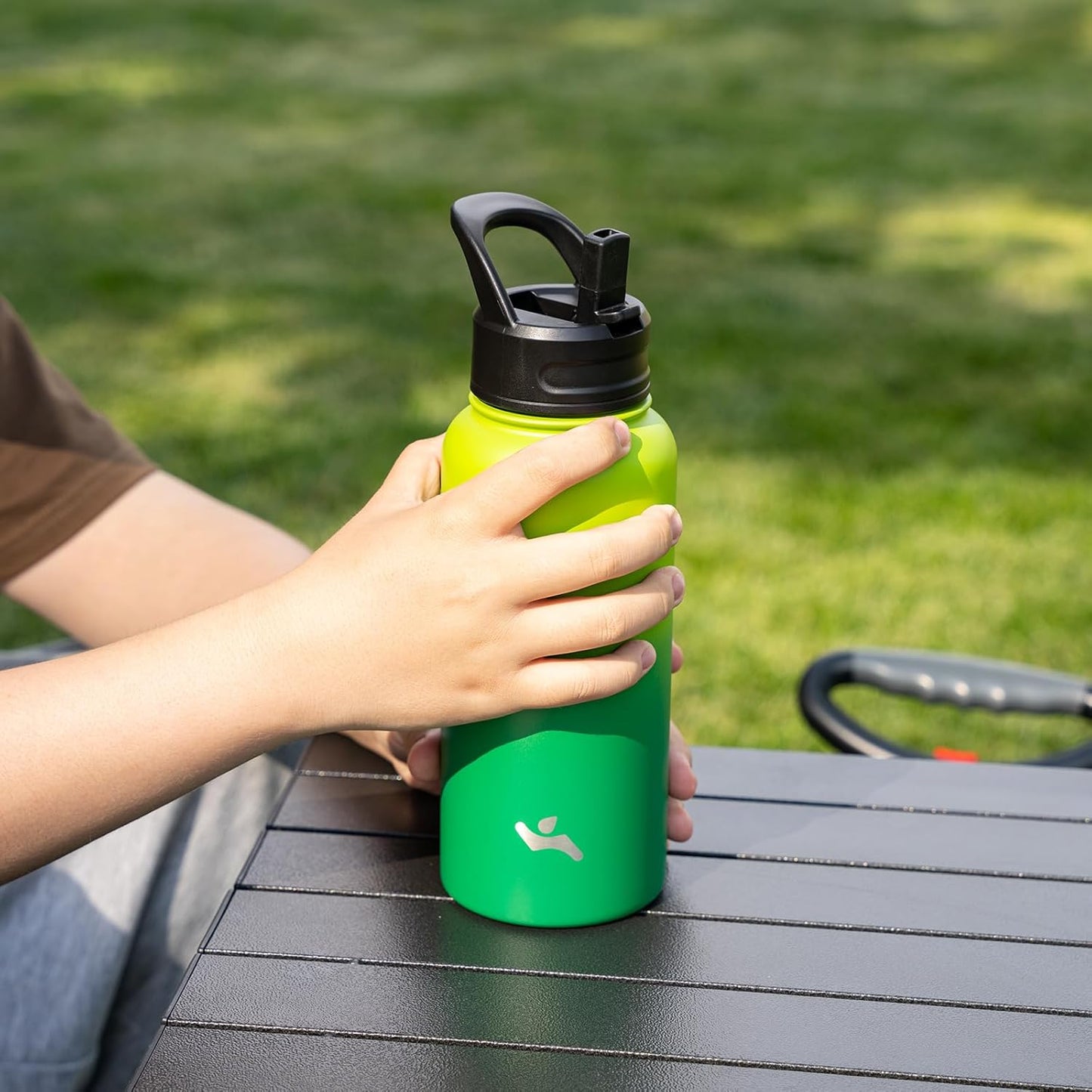 Skiennix 40oz Insulated Stainless Steel Water Bottle - 3 Lids Included | Bamboo Grove Design