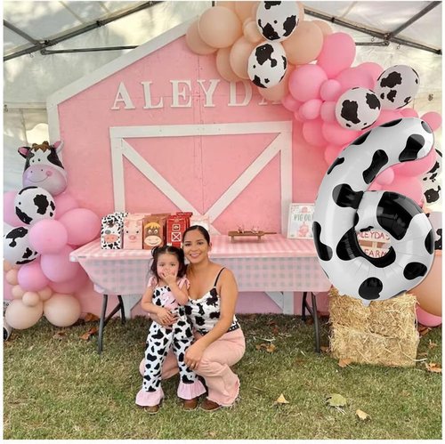 **Cow Print 40-Inch Number Balloon - Barnyard Birthday Decorations | 8th Birthday Party Supplies**