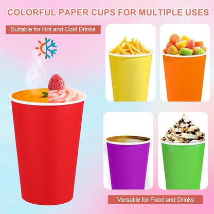 Kochorie 12 Ounce Disposable Rainbow Paper Cups - 100 Pack Colorful Party Drinking Cups | Perfect for Birthdays & Crafts