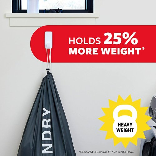 Command 10 lb XL Heavyweight Hook - Damage-Free Hanging Solution with 2 Wall Hooks & 6 Adhesive Strips