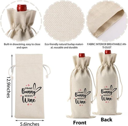 Funny Easter Wine Bag Easter Basket Easter Bunny Ears Decorations Easter Holiday Gifts for Women Men Easter Wine Bag Gifts for Wine Lover Easter Party Decorations