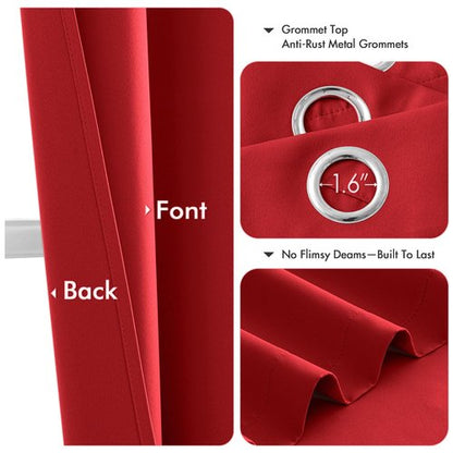 MIULEE Christmas Red Blackout Curtains for Bedroom Living Room 84 Inches Long 2 Panels, Thermal Insulated Room Darkening Drapes Solid Grommet Top Light Blocking Window Treatments 40x84 Inch