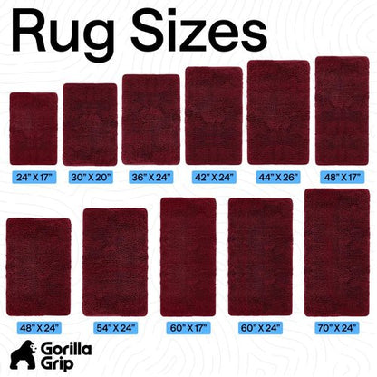 GORILLA GRIP Bath Rug Mat 30x20, Thick Soft Absorbent Chenille, Quick Dry Microfiber Mats, Rubber Backing Washable Shower Floor Rugs, US Designed Bathroom Bathmat Home Decor Accessories, Burgundy