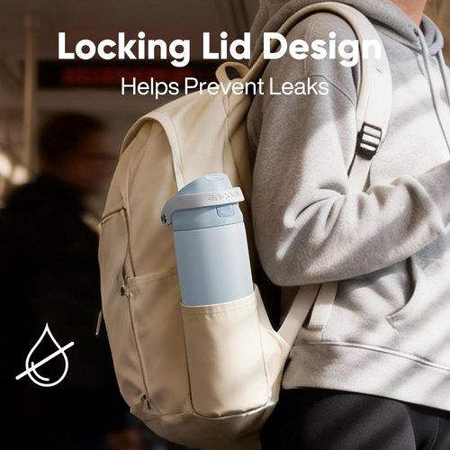 ENCOOL Insulated Water Bottle - Leakproof Dual-Sip Design for Work & Gym | Keeps Drinks Cold, 24 oz, Teal Blue