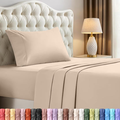 Utopia Bedding Twin Sheet Set - Soft & Breathable 3-Piece Microfiber Bed Sheets | Oeko-Tex Certified (Beige)