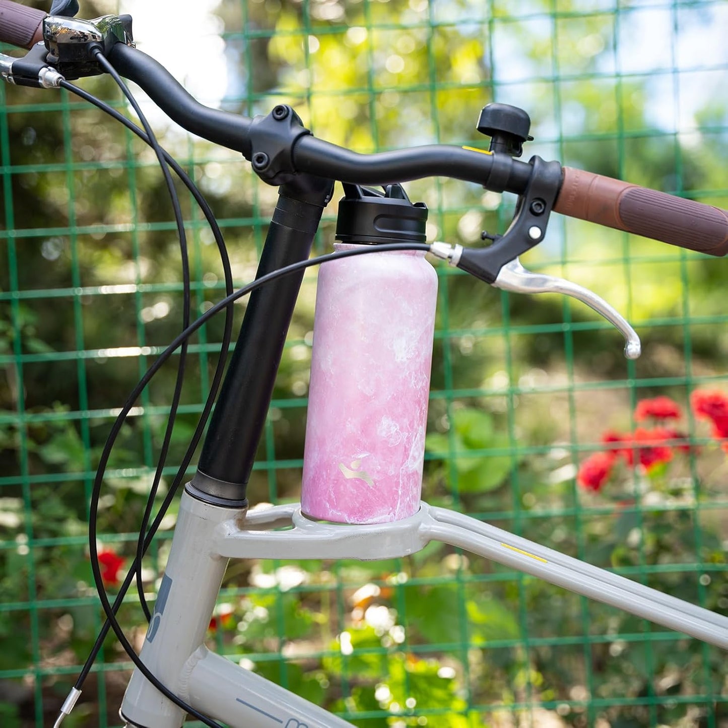 Skiennix 32 Oz Insulated Water Bottle - Stainless Steel Sport Bottle with 3 Lids | Marble Blossom