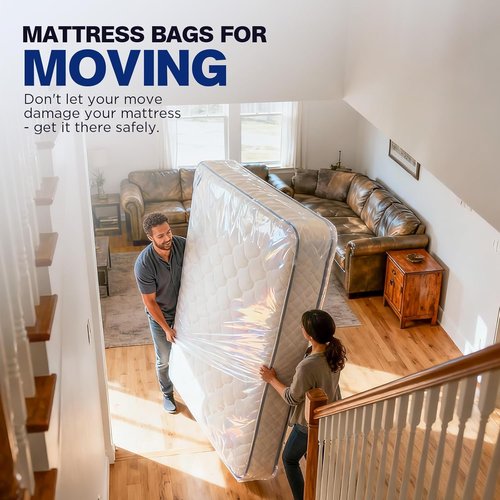 Mattress Bags - 2 Pack Heavy Duty Waterproof & Tear-Resistant Covers for King/Queen Size - 107" x 78" x 14"