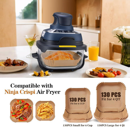 Ninja 260pcs Air Fryer Liners - Disposable Parchment Paper Sheets for Easy Cooking & Cleanup